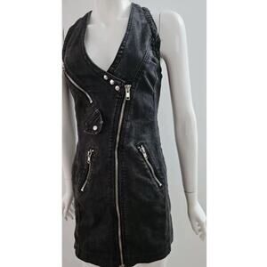 Sweet Vibes Biker Grunge Denim Mini Dress Biker Size XL Sleeveless Goth Moto